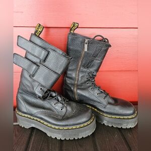 DR. MARTENS Air Wair  Black Leather Zip-Up Boots